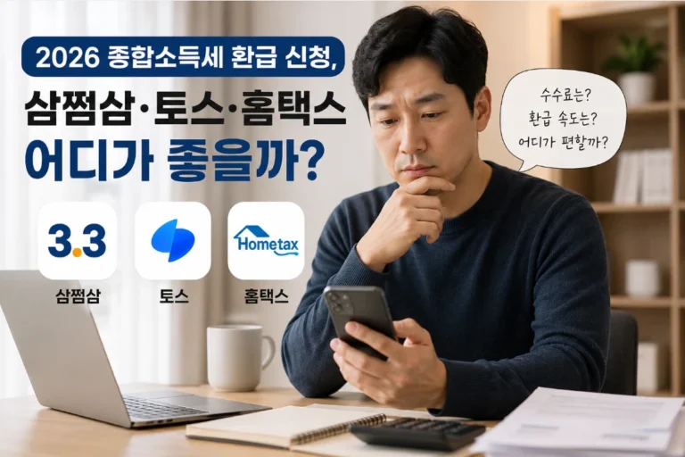2026 종합소득세 환급 신청, 삼쩜삼·토스·홈택스 어디가 좋을까?