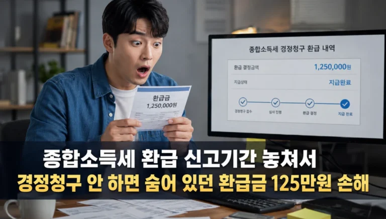종합소득세 환급 신고기간 놓쳐서 경정청구 안 하면 숨어 있던 환급금 125만원 손해