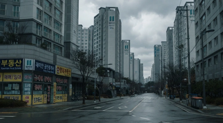 매물 잠김과 거래 절벽으로 한산해진 한국 대단지 아파트 상가 부동산 거리 풍경