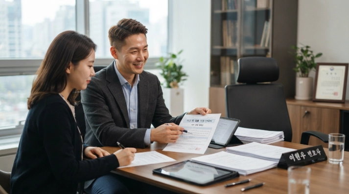 대한법률구조공단 무료 소송구조 상담을 통해 기초생활수급자 파산 면책 절차를 설명하는 모습
