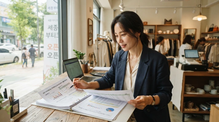 세종시 소상공인 지원금 대상 자격 요건을 확인하는 한국인 소상공인