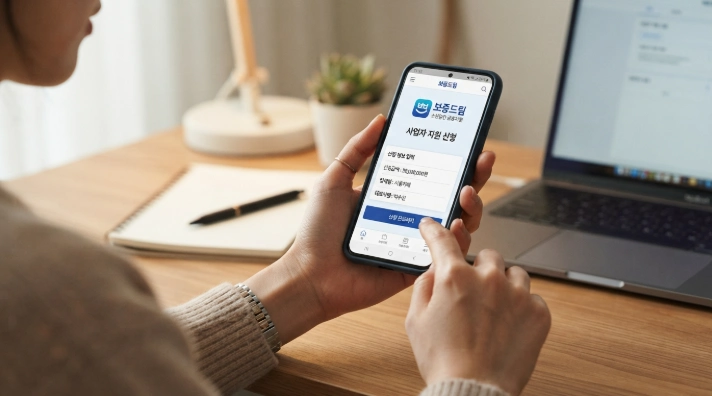 스마트폰 보증드림 앱으로 인천 소상공인 경영안정자금을 온라인 신청하는 모습