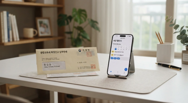주택분 재산세 납부 일정표와 스마트폰 화면