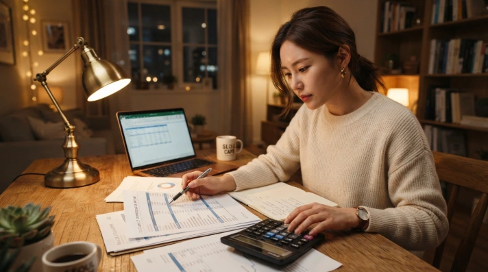 청년미래적금 소득기준과 중위소득을 계산하는 모습