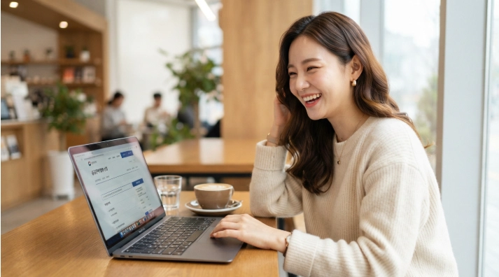 노트북으로 세이지움 태릉입구역 청년안심주택 온라인 청약을 접수하는 모습
